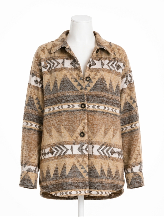 BB Dakota Jackets & Blazers - BB Dakota by Steve Madden Big Sky Printed Jacket in Nutmeg.